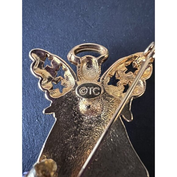 Gold ANGEL with Purple Dangles SPECIAL TEACHER Brooch Pin - Picture 4 of 6